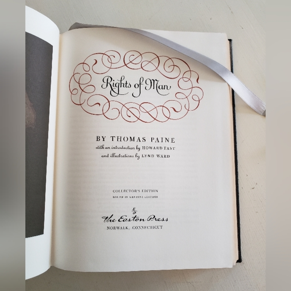 Book, The Rights Of Man, By Paine Leatherbound, Collectors Edition, Not Used